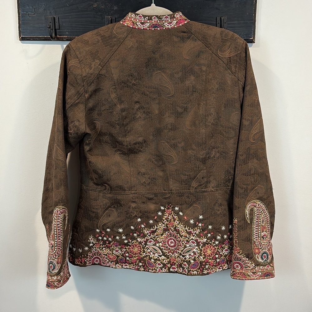 Coldwater Creek Boho Embroidered Paisley Floral Blazer Size 8 - Picture 7 of 12